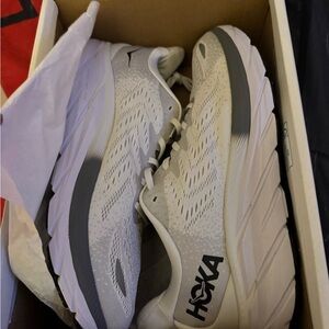 Hoka Men's White and Gray Running Shoes
